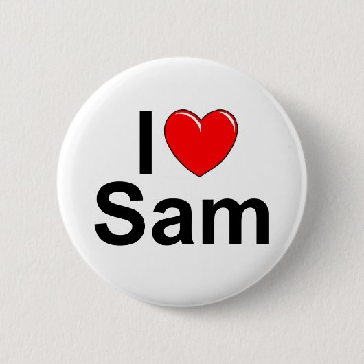 I Love (Heart) Sam Ronde Button 5,7 Cm (Voorkant)