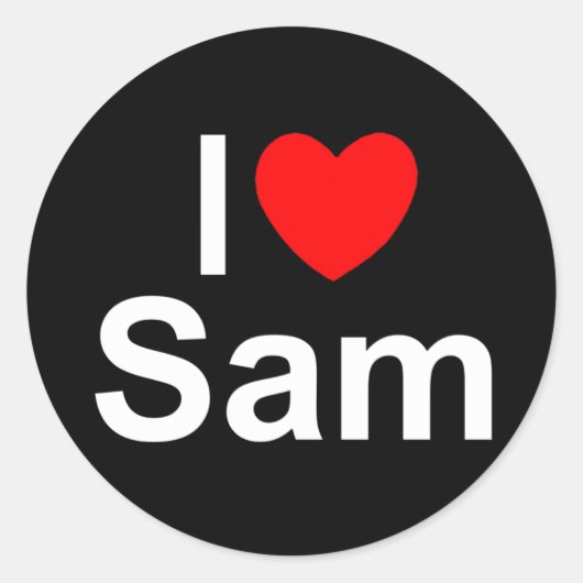 I Love (Heart) Sam Ronde Sticker (Voorkant)