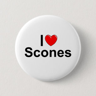 I Love (Heart) Scones Ronde Button 5,7 Cm
