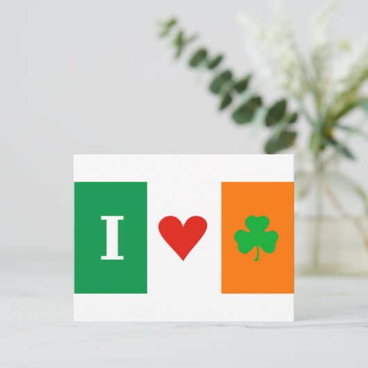 I Love Heart Shamrock Ierland Briefkaart (Staand voorkant)