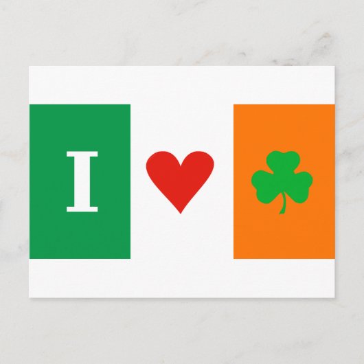 I Love Heart Shamrock Ierland Briefkaart (Voorkant)