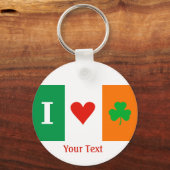 I Love Heart Shamrocks Ireland Flag Keyring Sleutelhanger (Voorkant)
