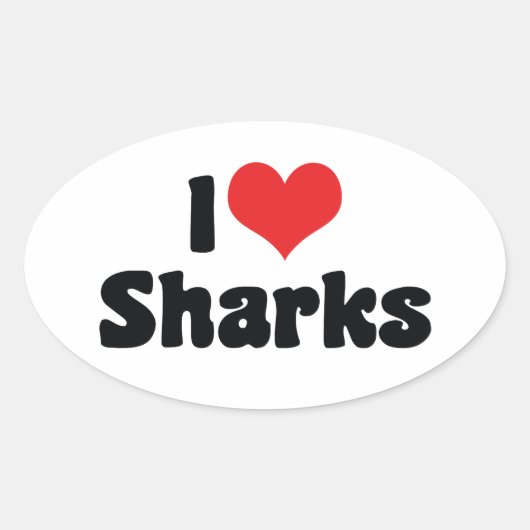 I Love Heart Sharks - Shark Lover Ovale Sticker (Voorkant)