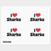 I Love Heart Sharks - Shark Lover Ovale Sticker (Vel)