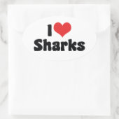 I Love Heart Sharks - Shark Lover Ovale Sticker (Tas)