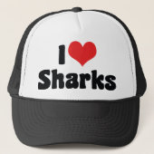 I Love Heart Sharks - Shark Lover Trucker Pet (Voorkant)