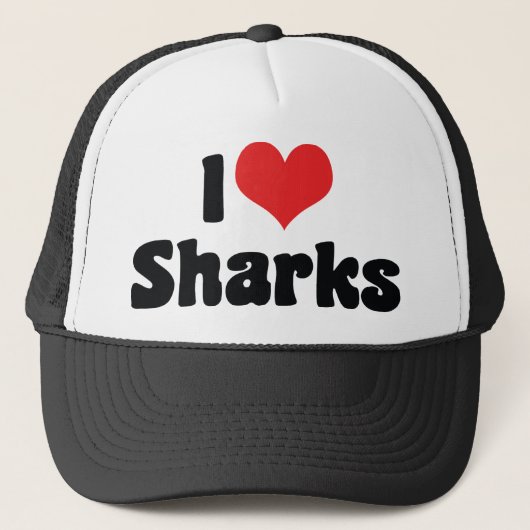I Love Heart Sharks - Shark Lover Trucker Pet (Voorkant)