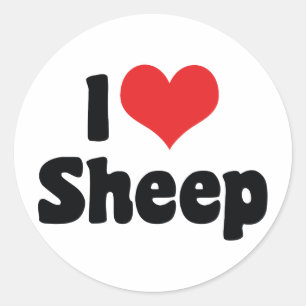 I Love Heart Sheep Ronde Sticker