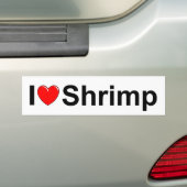 I Love (Heart) Shrimp Bumpersticker (Op auto)