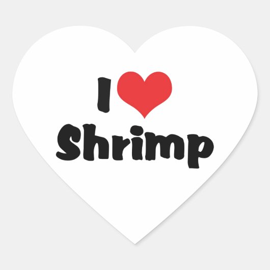 I Love Heart Shrimp - Zee Food Lover Hart Sticker (Voorkant)