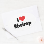 I Love Heart Shrimp - Zee Food Lover Ovale Sticker (Envelop)