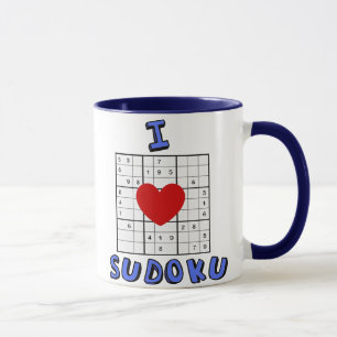 I Love Heart Sudoku Puzzle Coffee Mok
