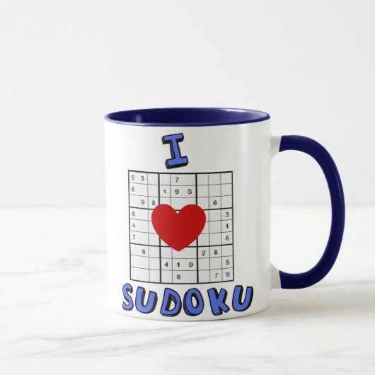 I Love Heart Sudoku Puzzle Coffee Mok (Rechts)