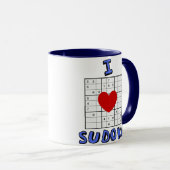 I Love Heart Sudoku Puzzle Coffee Mok (Voorkant rechts)