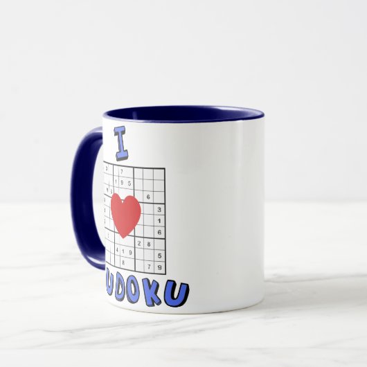 I Love Heart Sudoku Puzzle Coffee Mok (Voorkant links)
