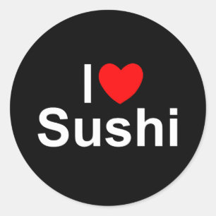 I Love (Heart) Sushi Ronde Sticker