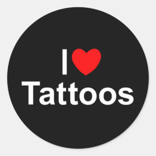 I Love (Heart) Tattoos Ronde Sticker