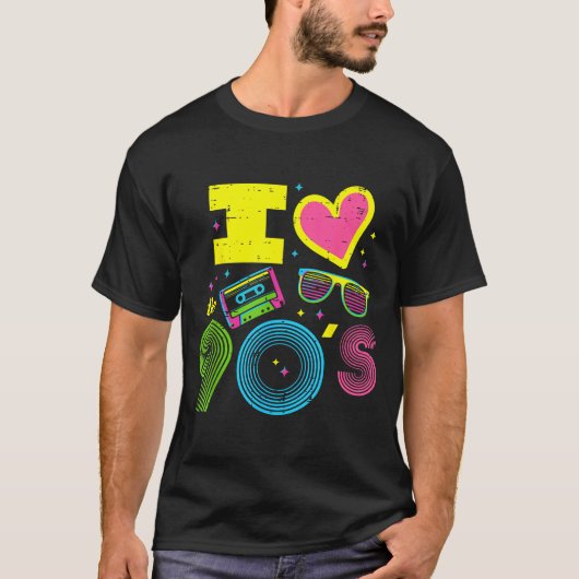 I Love Heart The 90s Retro Throwback Vibes Women M T-shirt (Voorkant)