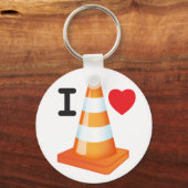 I Love Heart Traffic Cones Road Markers Roadworks Sleutelhanger (Voorkant)