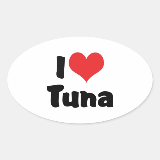 I Love Heart Tuna Ovale Sticker (Voorkant)