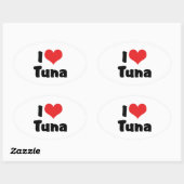 I Love Heart Tuna Ovale Sticker (Vel)