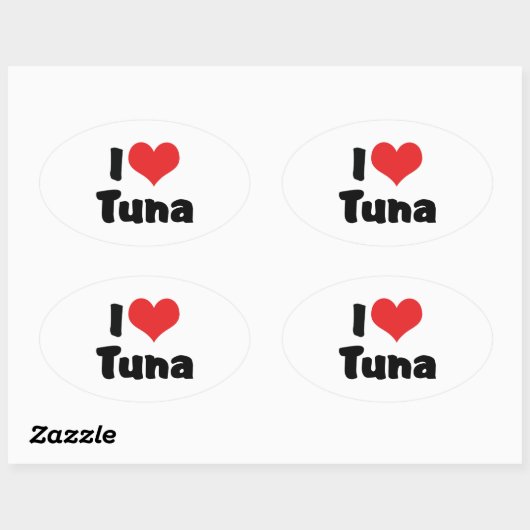 I Love Heart Tuna Ovale Sticker (Vel)