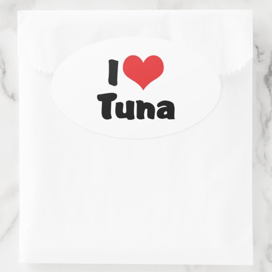 I Love Heart Tuna Ovale Sticker (Tas)