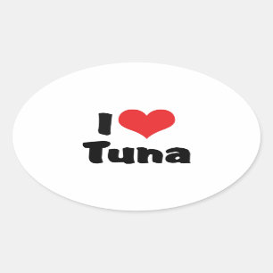 I Love Heart Tuna Ovale Sticker