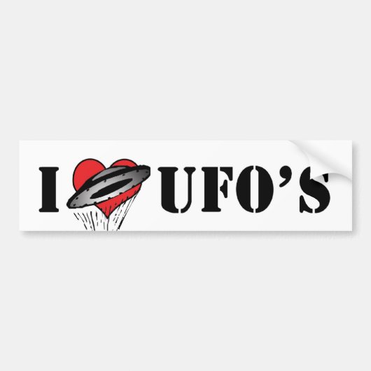 I Love Heart UFO's - Roswell Area 51 Alien Lover Bumpersticker (Voorkant)