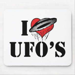 I Love Heart UFO's - Roswell Area 51 Alien Lover Muismat