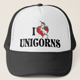 I Love Heart Unicorns Trucker Pet