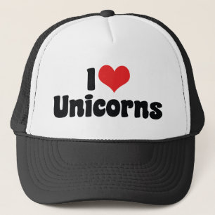 I Love Heart Unicorns Trucker Pet