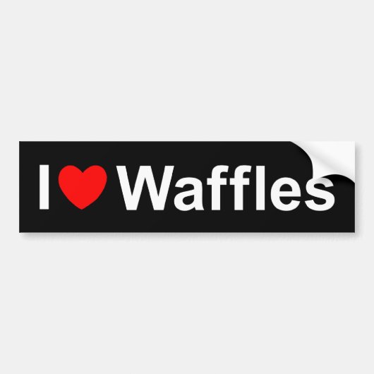 I Love (Heart) Waffles Bumpersticker (Voorkant)