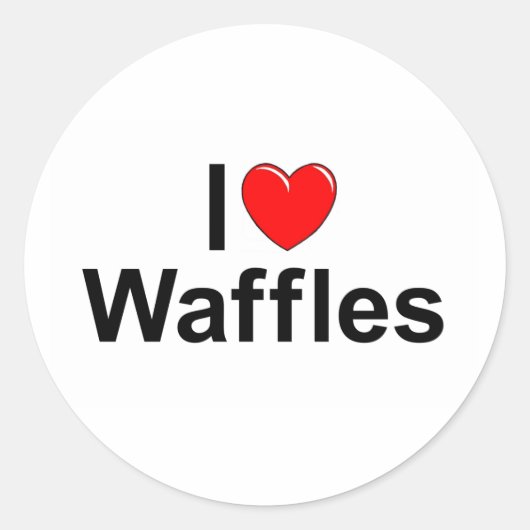 I Love (Heart) Waffles Ronde Sticker (Voorkant)