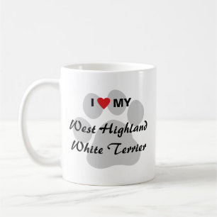 I Love (Heart) Westie Pawprint Koffiemok