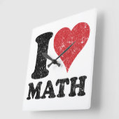 I Love (Heart) Wiskunde Clock Vierkante Klok (Hoek)