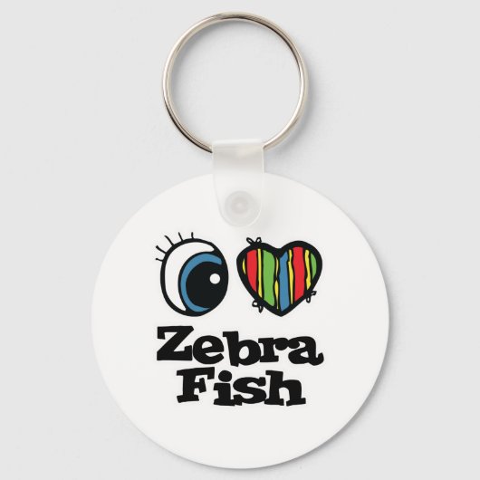 I Love (Heart) Zebrafish Sleutelhanger (Voorkant)