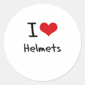 I Love Helmets Ronde Sticker (Voorkant)