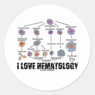 I Love Hematology (Blood Cell Lineage) Ronde Sticker