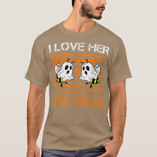I Love Her Boo Bees Couples Halloween Costume USA T-shirt