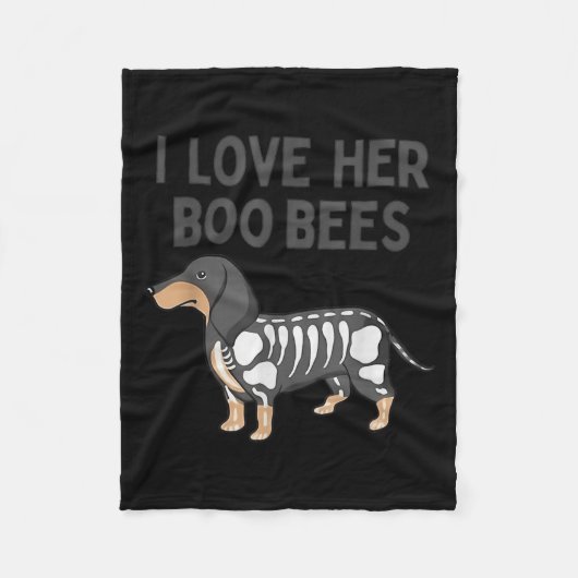 I Love Her Boo Bees Funny Halloween Dachshund Ween Fleece Deken (Voorkant)