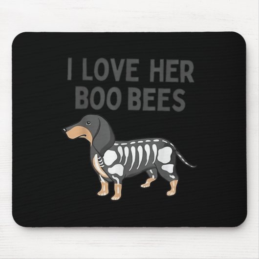I Love Her Boo Bees Funny Halloween Dachshund Ween Muismat (Voorkant)