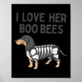 I Love Her Boo Bees Funny Halloween Dachshund Ween Poster (Voorkant)