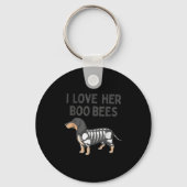 I Love Her Boo Bees Funny Halloween Dachshund Ween Sleutelhanger (Voorkant)