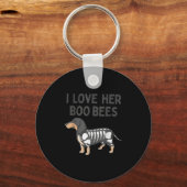 I Love Her Boo Bees Funny Halloween Dachshund Ween Sleutelhanger (Voorkant)