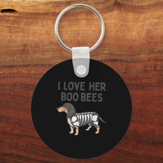 I Love Her Boo Bees Funny Halloween Dachshund Ween Sleutelhanger (Voorkant)