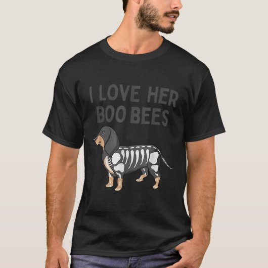 I Love Her Boo Bees Funny Halloween Dachshund Ween T-shirt (Voorkant)