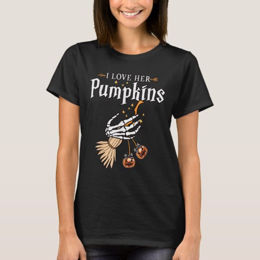 I Love Her Pumpkins She Likes My Broomstick Hallow T-shirt (Voorkant)