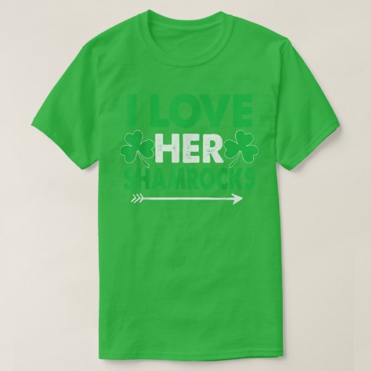 I Love Her Shamrocks St Patrick's Day Couples T-shirt (Design voorkant)
