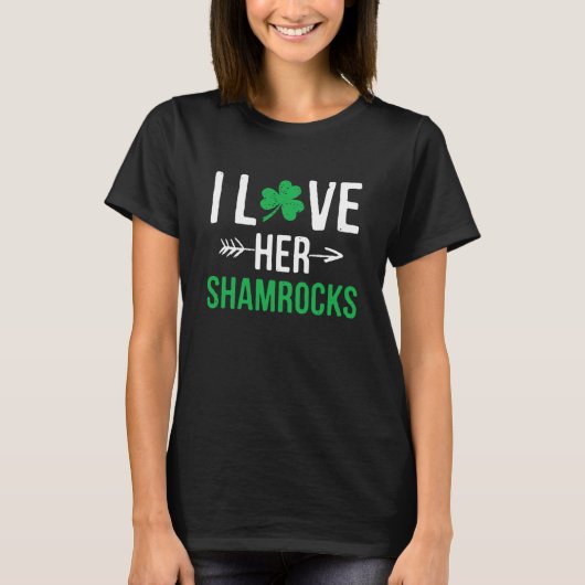 I Love Her ShamrocksSt Patrick's Day Couples T-shirt (Voorkant)